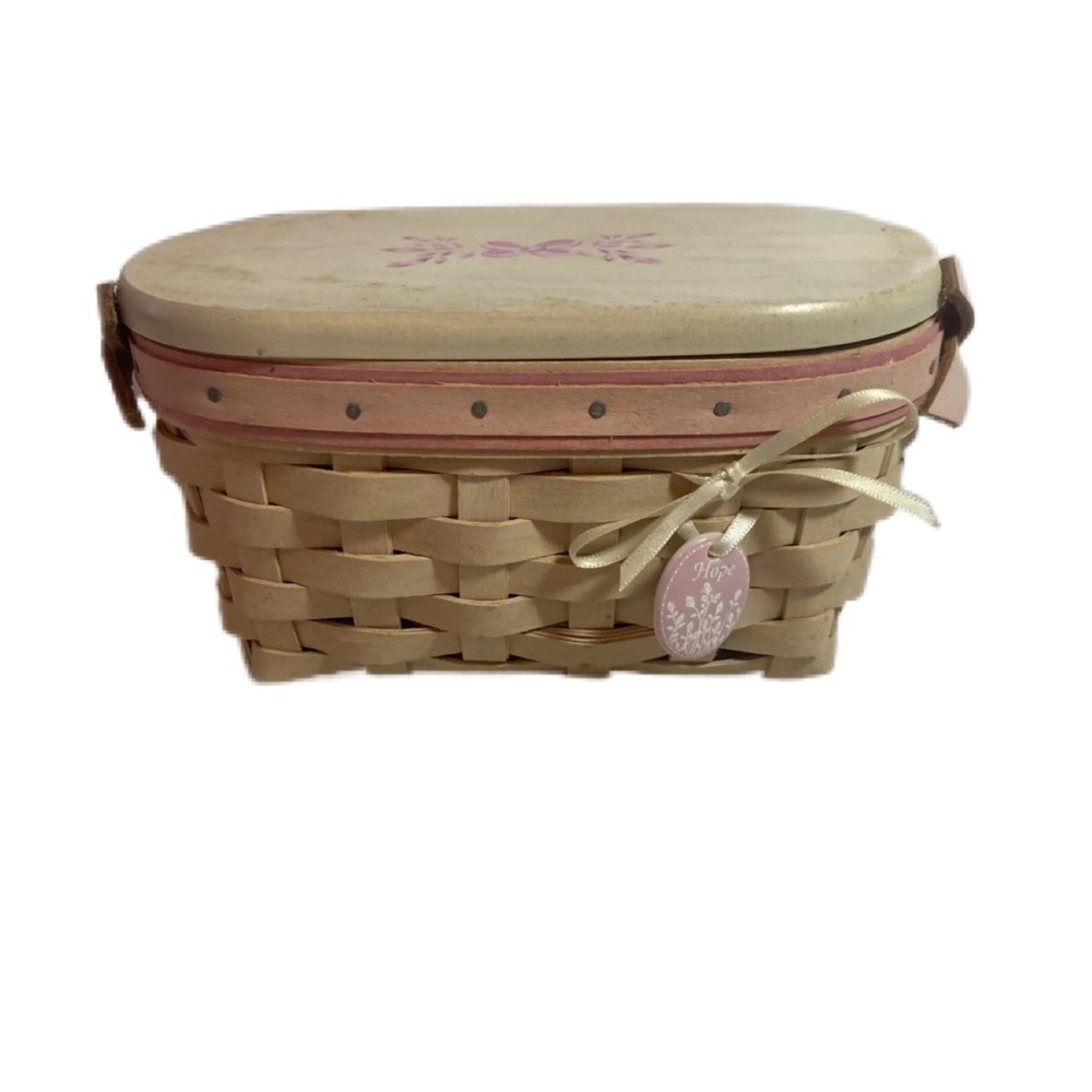 Longaberger - Horizon of Hope Whitewash Basket w/ Protector & Lid